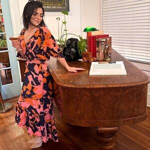 ANTHROPOLOGIE Dress Abel the Label Butterfly Sleeve Smocked Waist Size S • NEW
